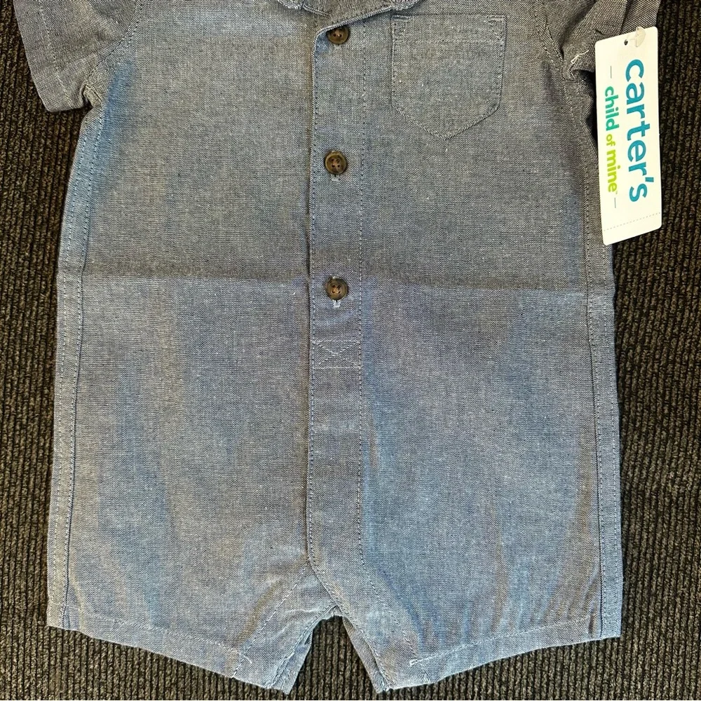 Carters baby boy blue soft romper size 0/3 months